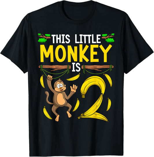 Monkey Birthday Shirt 2nd Monkey Theme Party Kids T-Shirt