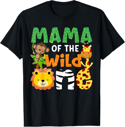 Mama of The Wild One Zoo Theme Bday Safari Jungle Animals T-Shirt