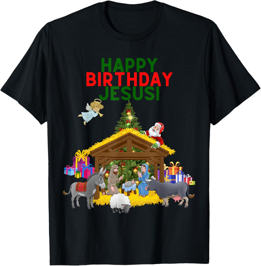 Worship Wear Merry Christmas Christian Happy Birthday Jesus Christ Xmas T-Shirt