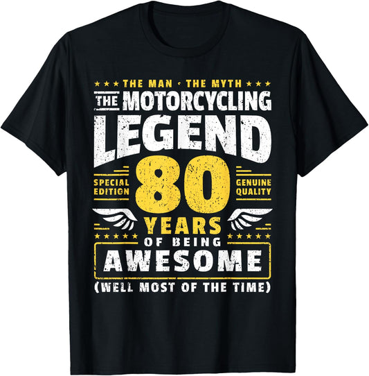 80th Birthday Biker 80 Years Old Motorcyclist T-Shirt