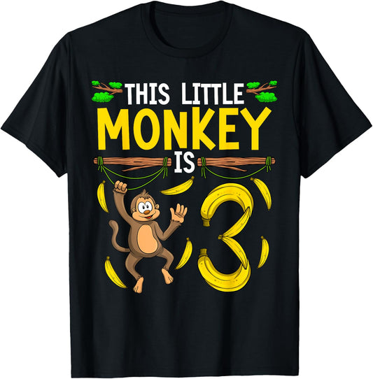 Monkey Birthday Shirt 3rd Monkey Theme Party Kids T-Shirt