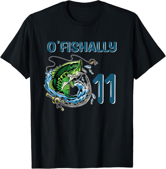 O-Fishally 11 Years Old Fisherman 11th Birthday Fishing T-Shirt