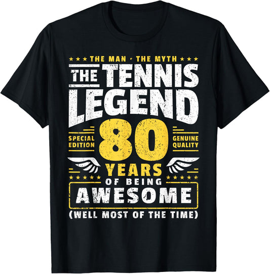 80th Birthday Tennis Player 80 Years T-Shirt