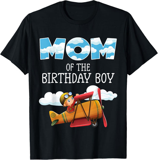 Mom of the Birthday Boy Little Pilot Family Matching T-Shirt