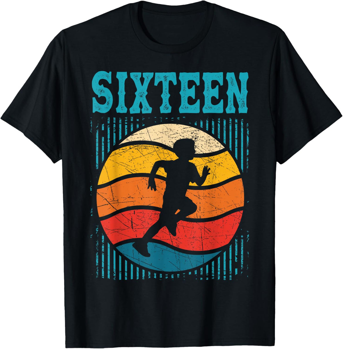 16th Birthday Retro Runner Jogging 16 Year Old Boys T-Shirt