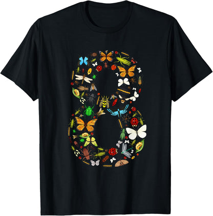 8 Years Old Eight Bug 8th Birthday Bugs Insects Boy Girl T-Shirt