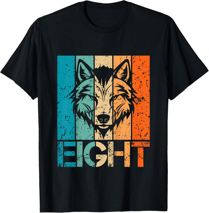 Funny 8th Wolf Birthday 8 Year Old Birthday Wolf T-Shirt