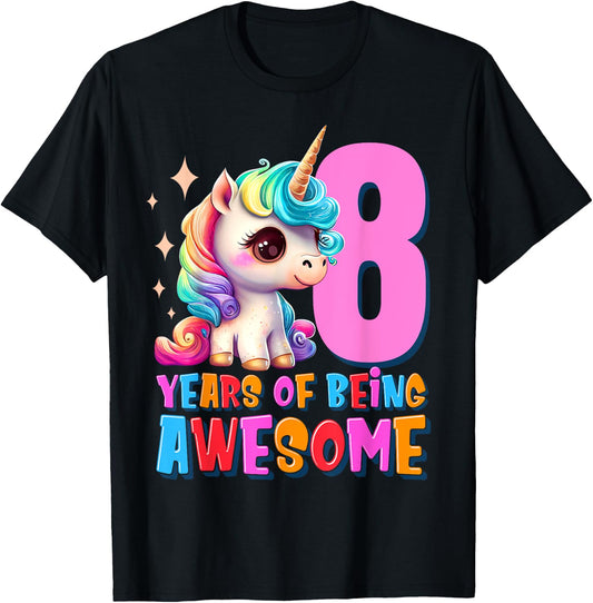 8 Years Old Unicorn Cute 8th Birthday Party Girls & Boys T-Shirt