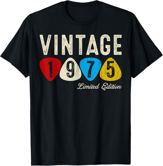 50th Birthday Gifts Men Women Guitar Lover Vintage 1975 T-Shirt