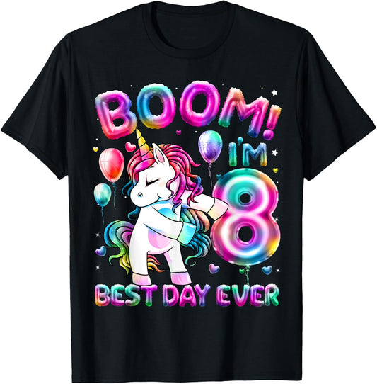 8 Years Old Flossing Unicorn Gifts 8th Birthday Girl Party T-Shirt