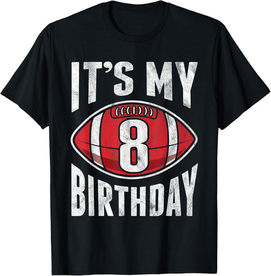 8 Years Old American Football 8th Birthday Boy Retro Style T-Shirt