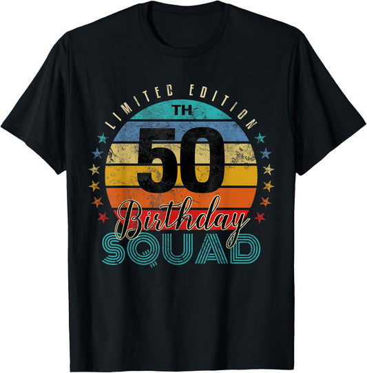 50 Year Old Birthday Squad Vintage 50th B-Day Group Friends T-Shirt