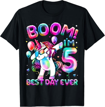 5 Years Old Dabbing Unicorn Gifts 5th Birthday Girl Party T-Shirt
