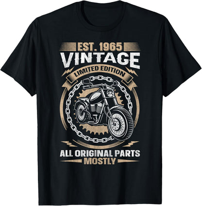 Est 1965 Vintage All Original Parts Motorcycle 59th Birthday T-Shirt