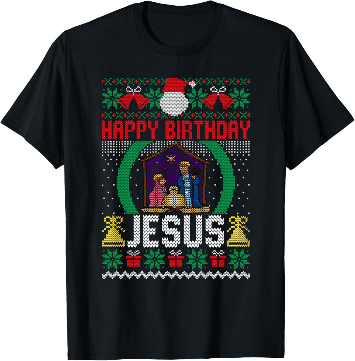 Funny Ugly Christmas Sweaters Happy Birthday Jesus Christian T-Shirt