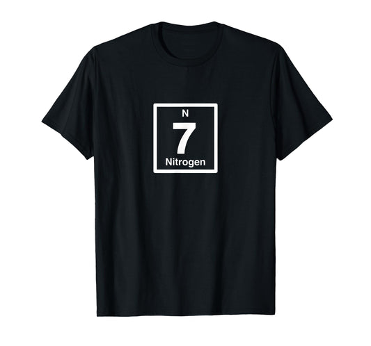 Nitrogen N, Periodic Table Elements, 7th Birthday Science T-Shirt