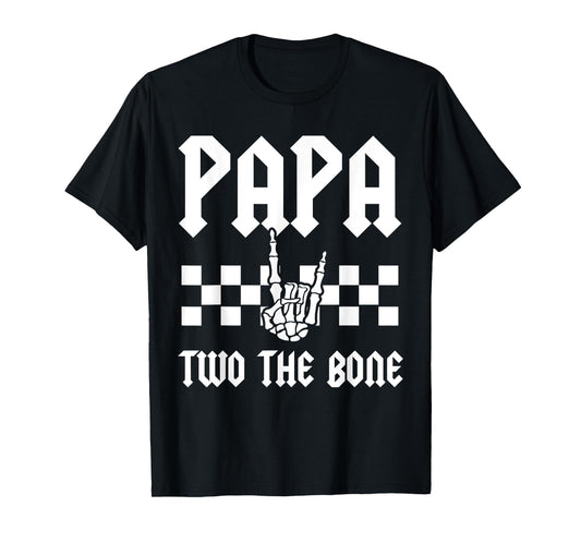 Papa Two The Bone Skeleton Hand 2nd Birthday Boy Girl T-Shirt
