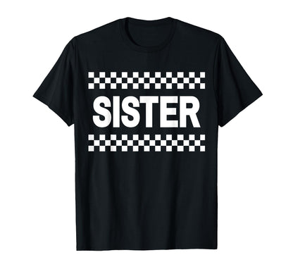 Sister Pit Crew Checkered Racing Car Birthday Party T-Shirt