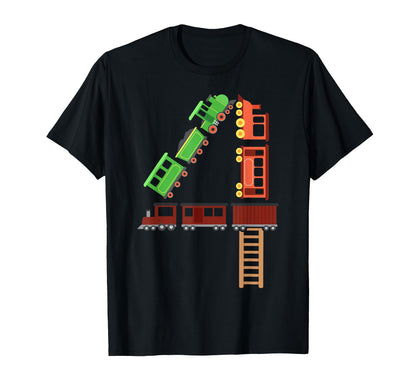Kids 4th Birthday Train Boys Girls Fun 4 Year Old Train T-Shirt