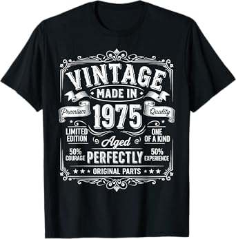 Vintage 1975 50th Birthday Decorations 50 Years Old Gifts T-Shirt
