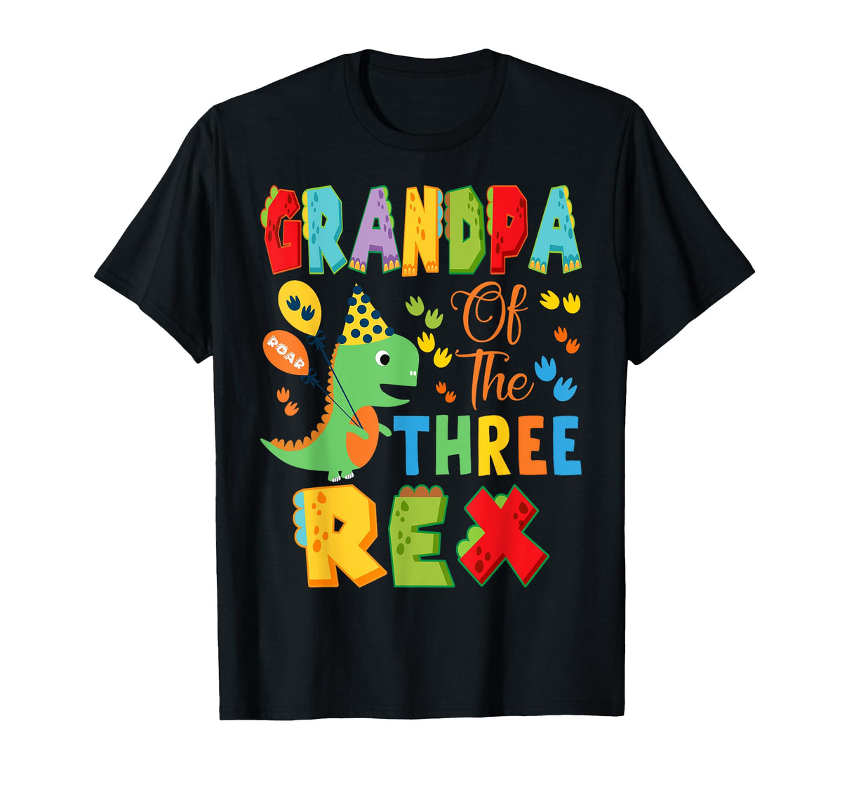 Grandpa of The Three Rex 3Rd Birthday Boy Dinosaur T-Rex T-Shirt