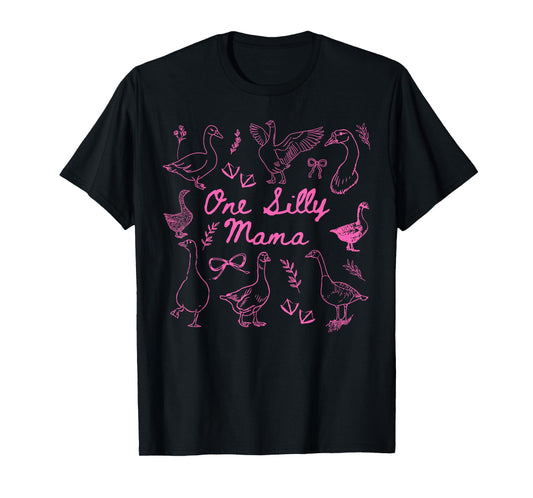 One Silly Goose 1st Birthday Matching Family One Silly Mom T-Shirt