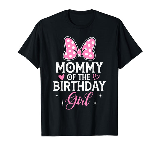 Mommy Of The Birthday Girl Pink Bow Birthday Family Matching T-Shirt