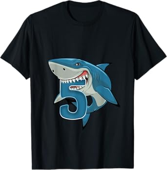 Kids 5 Year Old Shark Shirt 5th Birthday Shark Theme Party T-Shirt