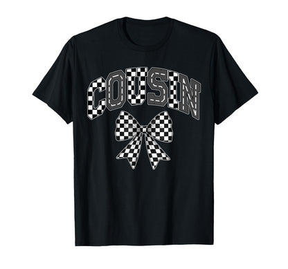 Cousin Racing Race Car Checkered Family Birthday Matching T-Shirt