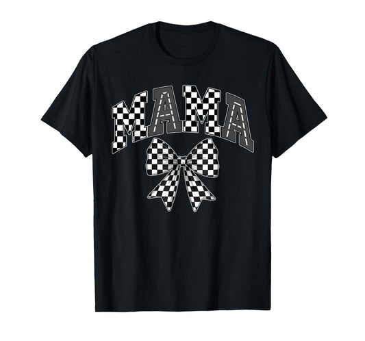 Mama Racing Race Car Checkered Family Birthday Matching T-Shirt
