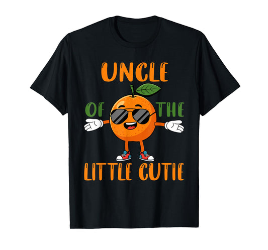 Uncle of Little Cutie Baby Shower Orange 1st Birthday T-Shirt