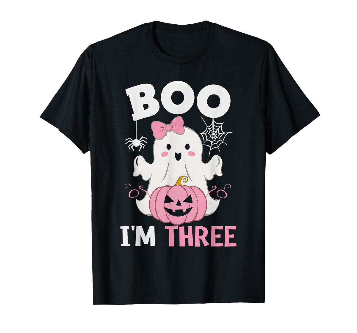 Ghost Boo I'm Three Year 3rd Birthday Girls Halloween Groovy T-Shirt