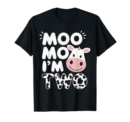 Moo Moo I’m Two Cow Theme 2nd Birthday T-Shirt