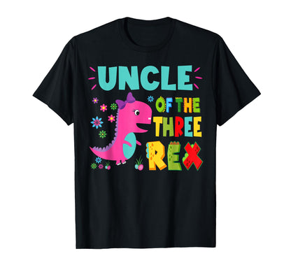 Uncle Of The Three Rex Birthday Dinosaur Family Matching T-Shirt