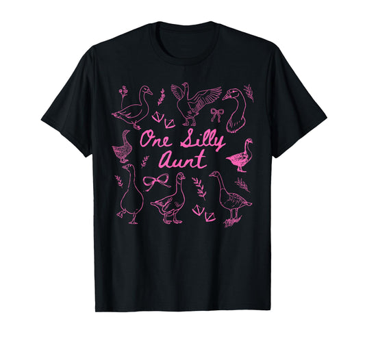One Silly Goose 1st Birthday Matching Family One Silly Aunt T-Shirt