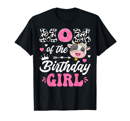 Mom Of The Birthday Girl Cute Cow Farm 1St Birthday T-Shirt