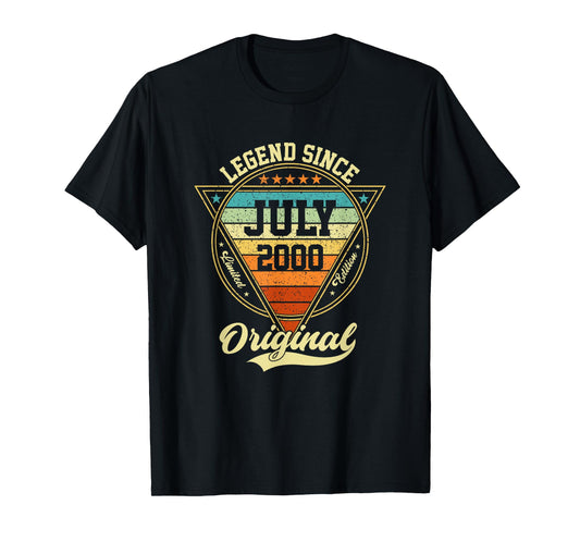 Vintage 25th Birthday Legend Since July 2000 T-Shirt