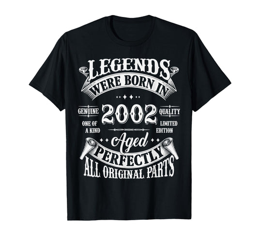 23rd Birthday Tee 23 Years Old Vintage Legends Born In 2002 T-Shirt