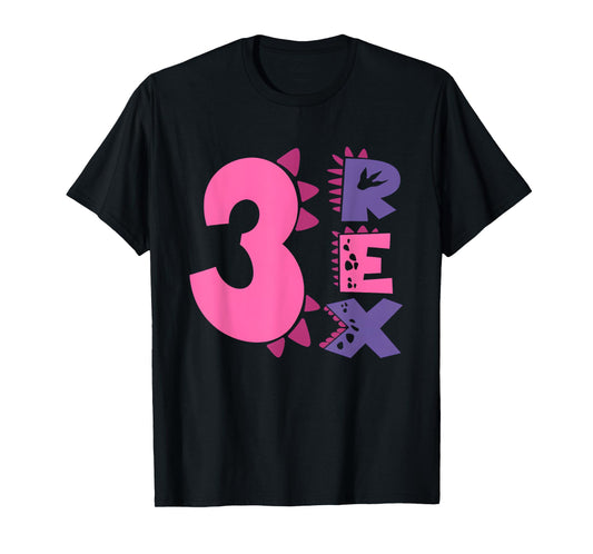 Three Rex Birthday Girl 3rd Birthday Party Family Matching T-Shirt