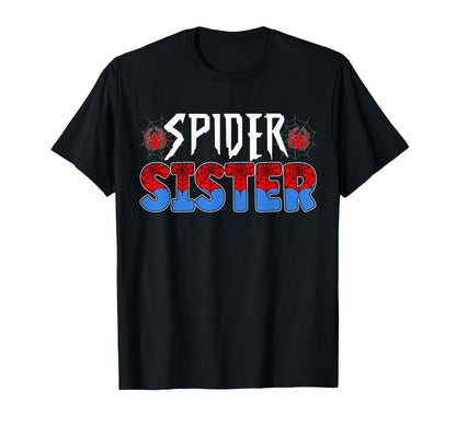 Funny Spider Web Sister Family Matching Birthday Boy T-Shirt