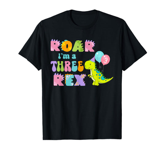 Three Rex Birthday Boy 3th Bday Dinosaur Family Matching T-Shirt