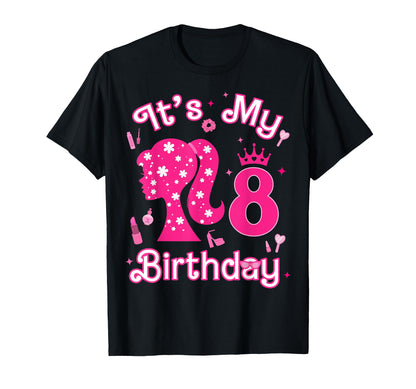 Kids 8Th Birthday Girl Doll 8 Years Old Birthday Girl Party T-Shirt