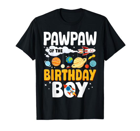 Pawpaw Of The Birthday Boy Space Planet Theme Bday T-Shirt