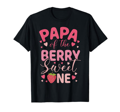 Papa Of The Berry Sweet One Strawberry First Birthday T-Shirt