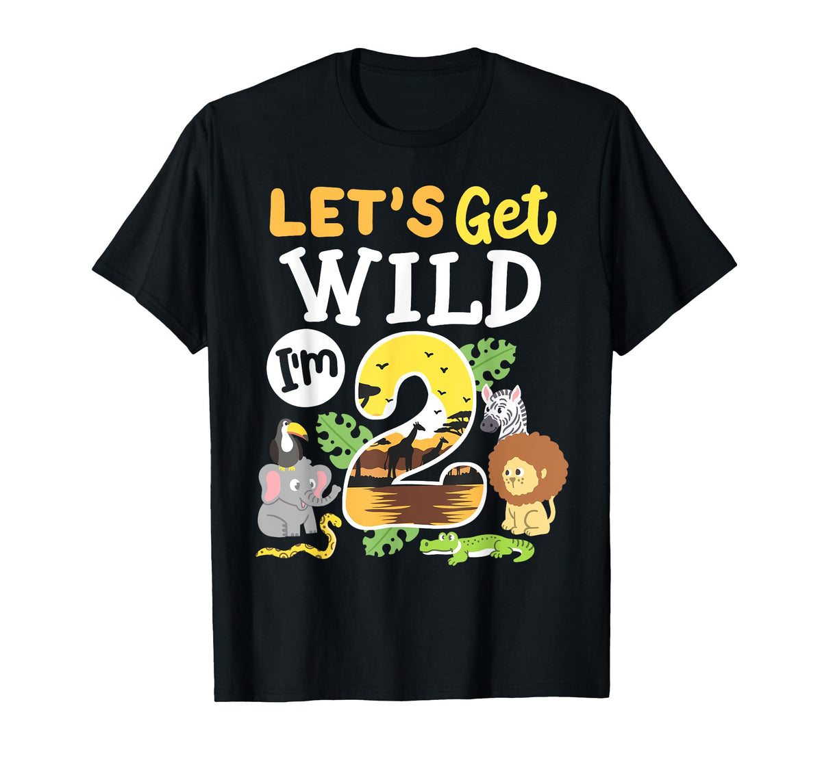 Jungle Safari Let's Get Wild 2nd Birthday Zoo 2 Year Old Kid T-Shirt