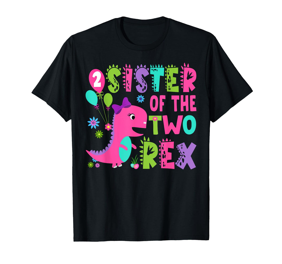 Sister Of The Two Rex 2Nd Birthday Boy Dinosaur T-Rex T-Shirt