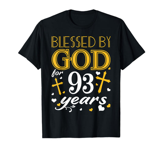 Vintage Blessed By God For 93 Years Happy 93rd Birthday T-Shirt