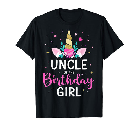 Uncle of the birthday girl matching family unicorn party T-Shirt