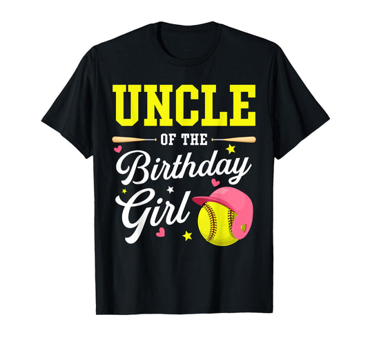 Uncle Of The Birthday Girl Softball Player Theme B-day T-Shirt