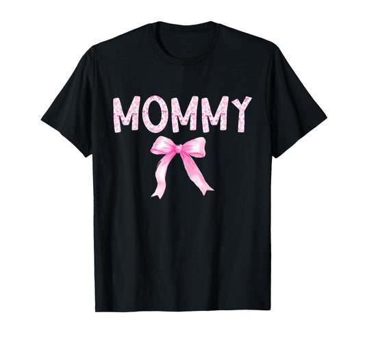 Mommy Birthday Squad Matching Coquette Bow Family Party T-Shirt